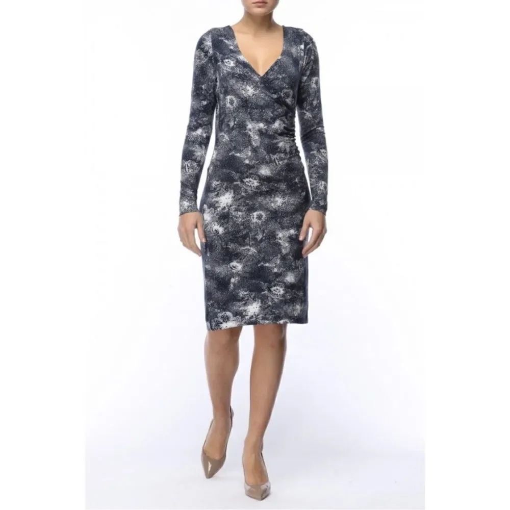 Escada Sport Blue Faux Wrap Midi Dress Blue Print Size 42